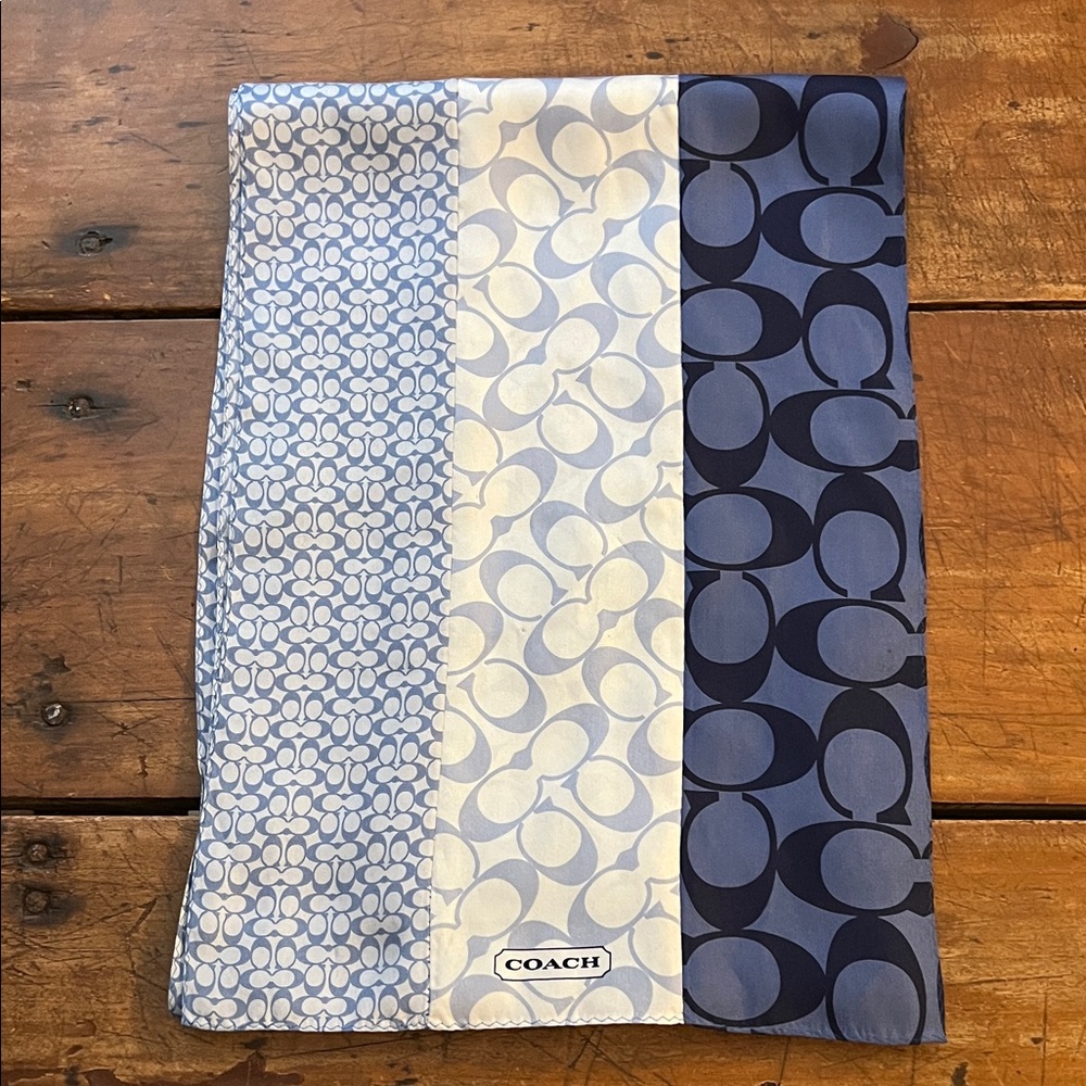 Coach Navy and Cream Signature Scarf.  11” wide X 60” long
